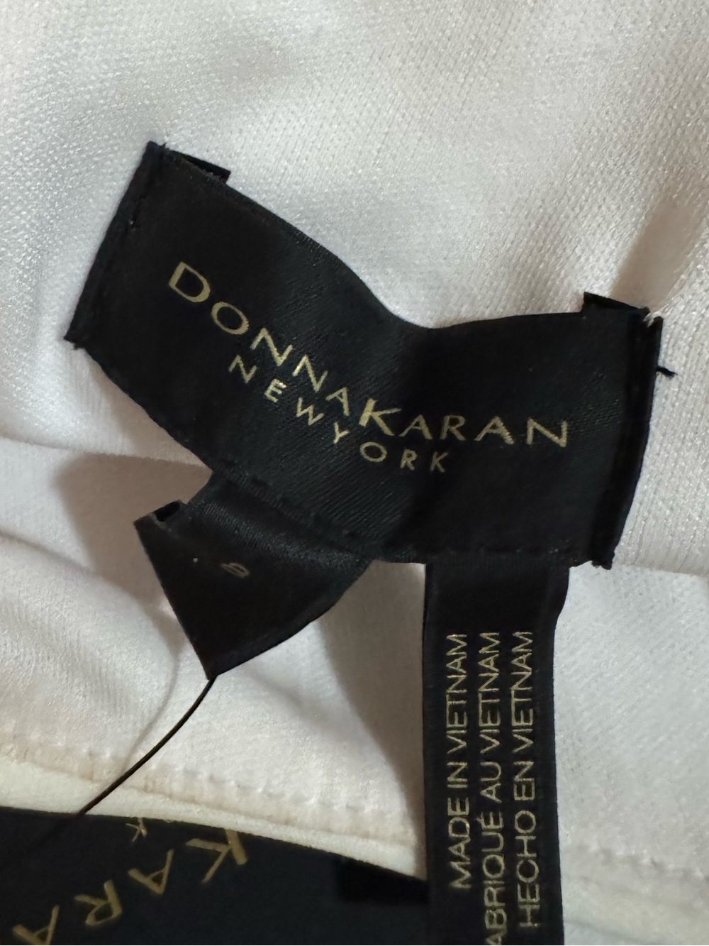 Donna Karan White Sheath Dress with Blue Watercolor Print size 8 - Picture 6 of 6